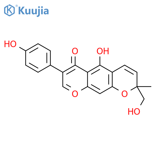 2H,6H-Benzo[1,2-b:5,4-b']dipyran-6-one,5-hydroxy-2-(hydroxymethyl)-7-(4-hydroxyphenyl)-2-methyl-, (-)- structure