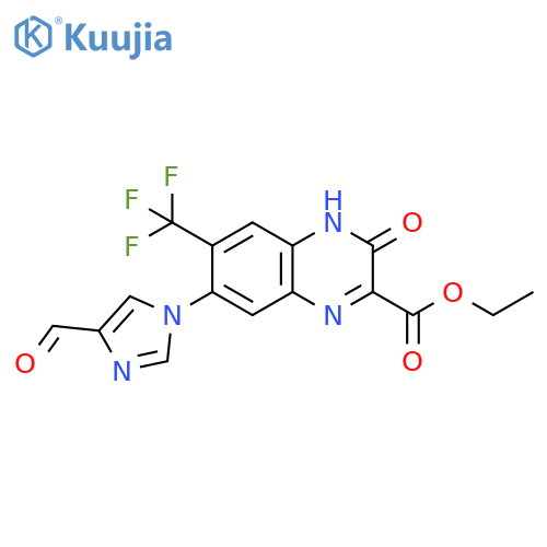 2-Quinoxalinecarboxylic acid,7-(4-formyl-1H-imidazol-1-yl)-3,4-dihydro-3-oxo-6-(trifluoromethyl)-,ethyl ester structure