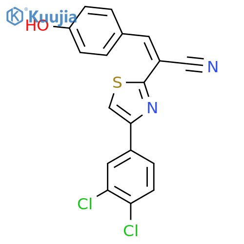 (2Z)-2-4-(3,4-dichlorophenyl)-1,3-thiazol-2-yl-3-(4-hydroxyphenyl)prop-2-enenitrile structure