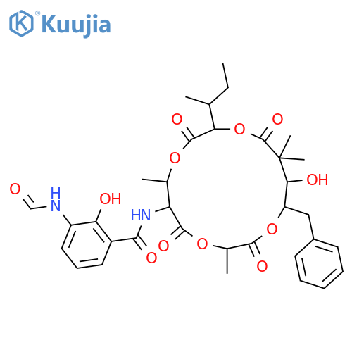 Benzamide, 3-(formylamino)-2-hydroxy-N-[(3S,6S,7R,10S,14R,15R)-14-hydroxy-3,7,13,13-tetramethyl-10-[(1S)-1-methylpropyl]-2,5,9,12-tetraoxo-15-(phenylmethyl)-1,4,8,11-tetraoxacyclopentadec-6-yl]- structure