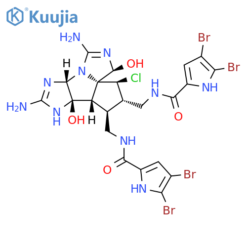 1H-Pyrrole-2-carboxamide,N,N'-[[(3R,3aS,4R,5R,6R,6aR,6bS,9aS)-1,8-diamino-4-chloro-5,6,6a,6b,7,9a-hexahydro-3,6b-dihydroxy-3H,4H-cyclopent[2,3]imidazo[4',5':4,5]pyrrolo[1,2-c]imidazole-5,6-diyl]bis(methylene)]bis[4,5-dibromo-(9CI) structure