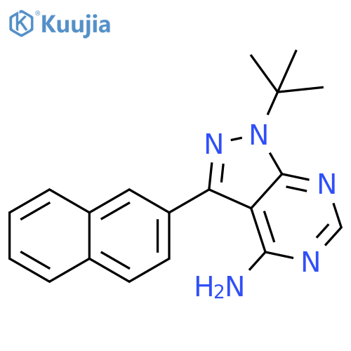 1H-Pyrazolo[3,4-d]pyrimidin-4-amine, 1-(1,1-dimethylethyl)-3-(2-naphthalenyl)- structure