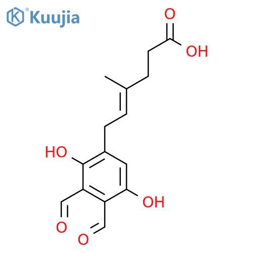 4-Hexenoicacid, 6-(3,4-diformyl-2,5-dihydroxyphenyl)-4-methyl-, (4E)- structure