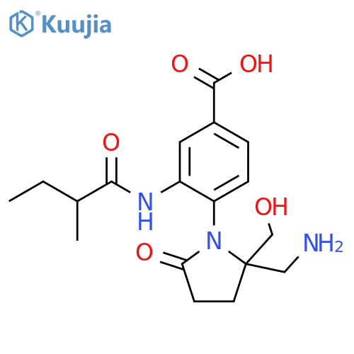 Benzoic acid,4-[2-(aminomethyl)-2-(hydroxymethyl)-5-oxo-1-pyrrolidinyl]-3-[(2-methyl-1-oxobutyl)amino]- structure