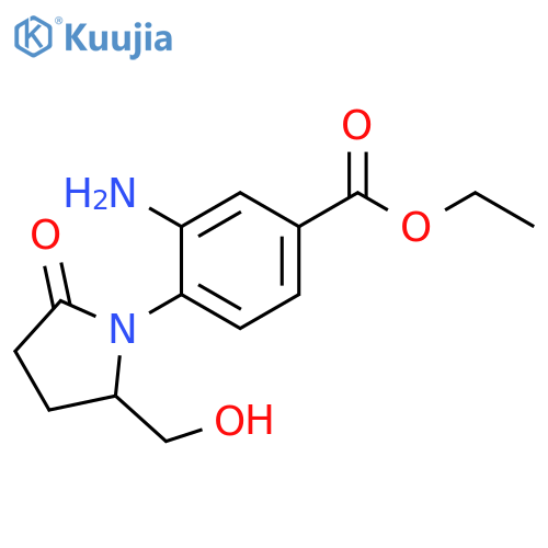 Benzoic acid, 3-amino-4-[2-(hydroxymethyl)-5-oxo-1-pyrrolidinyl]-, ethylester structure