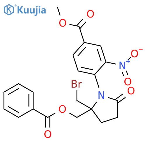 Benzoic acid,4-[2-[(benzoyloxy)methyl]-2-(bromomethyl)-5-oxo-1-pyrrolidinyl]-3-nitro-,methyl ester structure