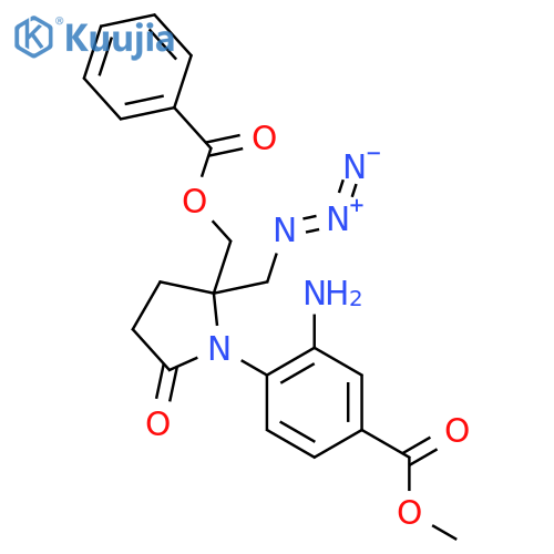 Benzoic acid,3-amino-4-[2-(azidomethyl)-2-[(benzoyloxy)methyl]-5-oxo-1-pyrrolidinyl]-, methyl ester structure