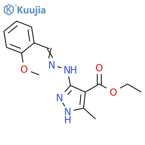 1H-Pyrazole-4-carboxylic acid,3-[[(2-methoxyphenyl)methylene]hydrazino]-5-methyl-, ethyl ester structure