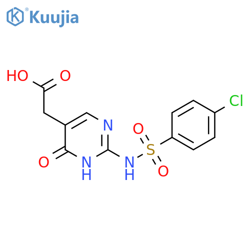 2-2-(4-chlorobenzenesulfonamido)-6-oxo-1,6-dihydropyrimidin-5-ylacetic acid structure