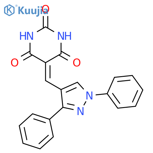 5-(1,3-diphenyl-1H-pyrazol-4-yl)methylidene-1,3-diazinane-2,4,6-trione structure