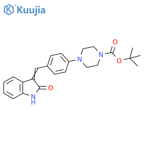 1-Piperazinecarboxylic acid, 4-[4-[(1,2-dihydro-2-oxo-3H-indol-3-ylidene)methyl]phenyl]-, 1,1-dimethylethyl ester structure
