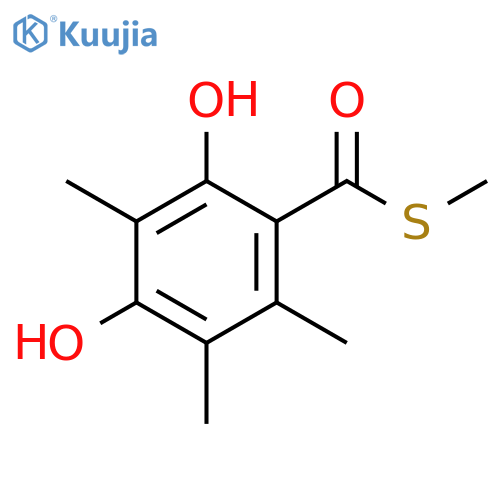 Benzenecarbothioicacid, 2,4-dihydroxy-3,5,6-trimethyl-, S-methyl ester structure
