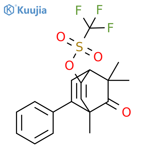 Methanesulfonic acid, trifluoro-,4,7,7-trimethyl-8-oxo-5-phenylbicyclo[2.2.2]octa-2,5-dien-2-yl ester structure