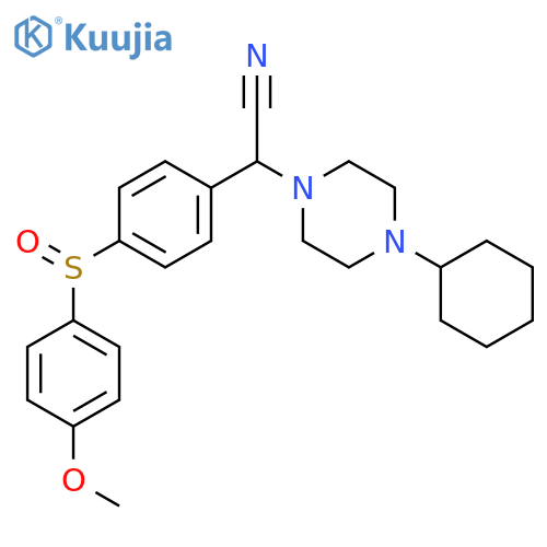 1-Piperazineacetonitrile,4-cyclohexyl-a-[4-[(S)-(4-methoxyphenyl)sulfinyl]phenyl]- structure