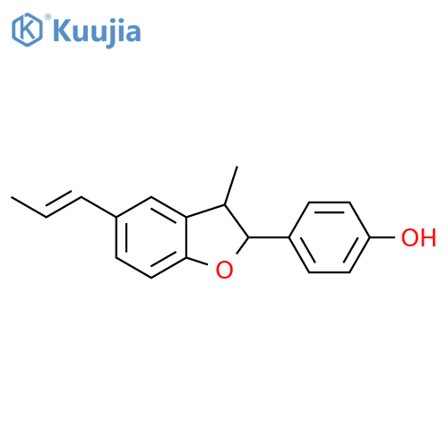 Phenol,4-[(2S,3S)-2,3-dihydro-3-methyl-5-(1E)-1-propen-1-yl-2-benzofuranyl]- structure