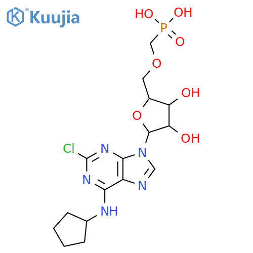 ({[(2R,3S,4R,5R)-5-[2-Chloro-6-(cyclopentylamino)-9H-purin-9-yl]-3,4-dihydroxyoxolan-2-yl]methoxy}methyl)phosphonic acid structure