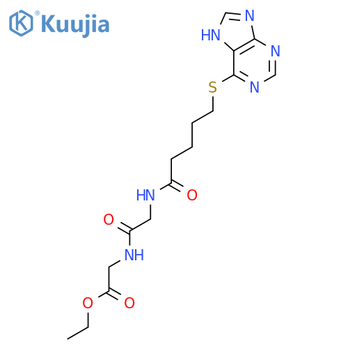 Glycine,N-[1-oxo-5-(9H-purin-6-ylthio)pentyl]glycyl-, ethyl ester structure
