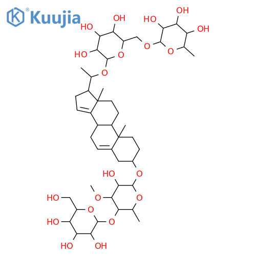 β-D-Galactopyranoside, (3β,20R)-20-[[6-O-(6-deoxy-α-L-mannopyranosyl)-β-D-glucopyranosyl]oxy]pregna-5,14-dien-3-yl 6-deoxy-4-O-β-D-glucopyranosyl-3-O-methyl- structure