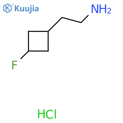 rac-2-(1r,3s)-3-fluorocyclobutylethan-1-amine hydrochloride, trans structure