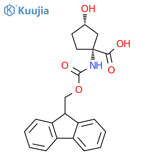 (1R,3S)-1-({(9H-fluoren-9-yl)methoxycarbonyl}amino)-3-hydroxycyclopentane-1-carboxylic acid structure