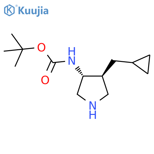 rac-tert-butyl N-(3R,4S)-4-(cyclopropylmethyl)pyrrolidin-3-ylcarbamate structure