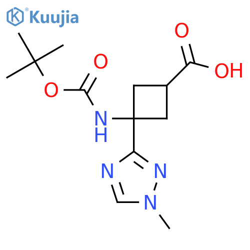 3-{(tert-butoxy)carbonylamino}-3-(1-methyl-1H-1,2,4-triazol-3-yl)cyclobutane-1-carboxylic acid structure