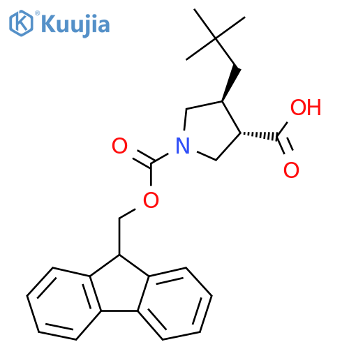 rac-(3R,4R)-4-(2,2-dimethylpropyl)-1-{(9H-fluoren-9-yl)methoxycarbonyl}pyrrolidine-3-carboxylic acid structure