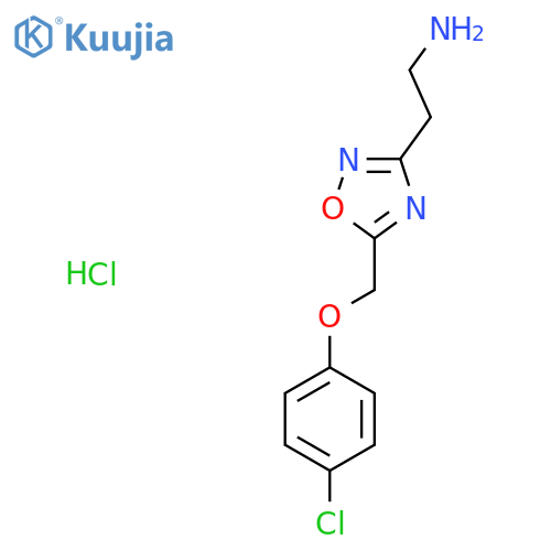2-{5-(4-chlorophenoxy)methyl-1,2,4-oxadiazol-3-yl}ethan-1-amine hydrochloride structure