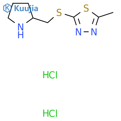 2-methyl-5-{(pyrrolidin-2-yl)methylsulfanyl}-1,3,4-thiadiazole dihydrochloride structure