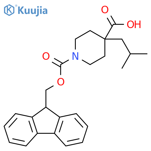 1-{(9H-fluoren-9-yl)methoxycarbonyl}-4-(2-methylpropyl)piperidine-4-carboxylic acid structure
