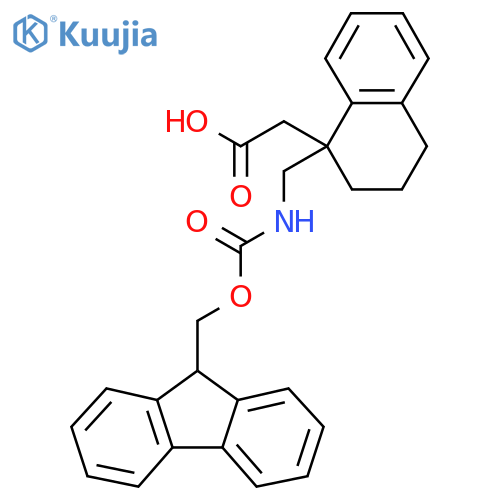 2-{1-({(9H-fluoren-9-yl)methoxycarbonyl}amino)methyl-1,2,3,4-tetrahydronaphthalen-1-yl}acetic acid structure