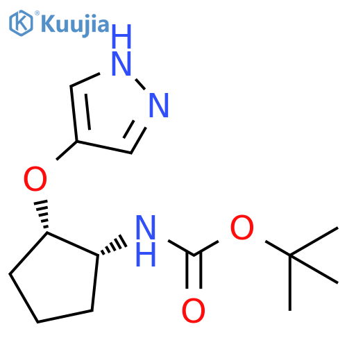 rac-tert-butyl N-(1R,2S)-2-(1H-pyrazol-4-yloxy)cyclopentylcarbamate, cis structure