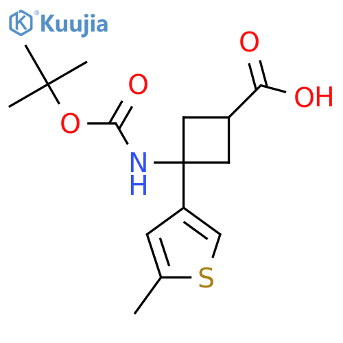 3-{(tert-butoxy)carbonylamino}-3-(5-methylthiophen-3-yl)cyclobutane-1-carboxylic acid structure