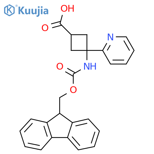 3-({(9H-fluoren-9-yl)methoxycarbonyl}amino)-3-(pyridin-2-yl)cyclobutane-1-carboxylic acid structure