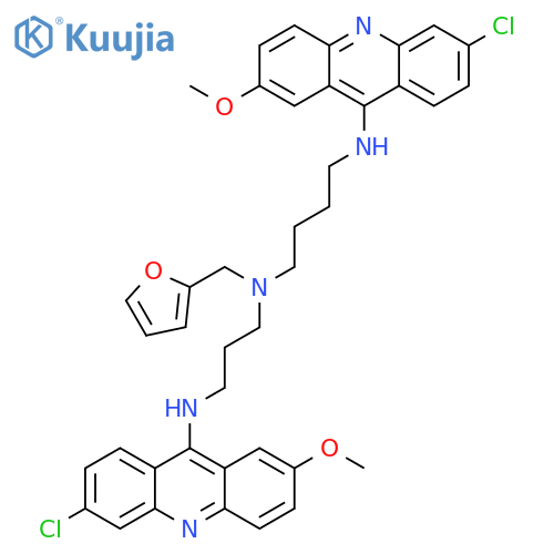 1,4-Butanediamine,N'-(6-chloro-2-methoxy-9-acridinyl)-N-[3-[(6-chloro-2-methoxy-9-acridinyl)amino]propyl]-N-(2-furanylmethyl)- structure