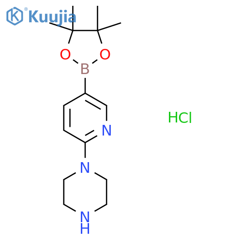 1-(5-(4,4,5,5-Tetramethyl-1,3,2-dioxaborolan-2-yl)pyridin-2-yl)piperazine hydrochloride structure