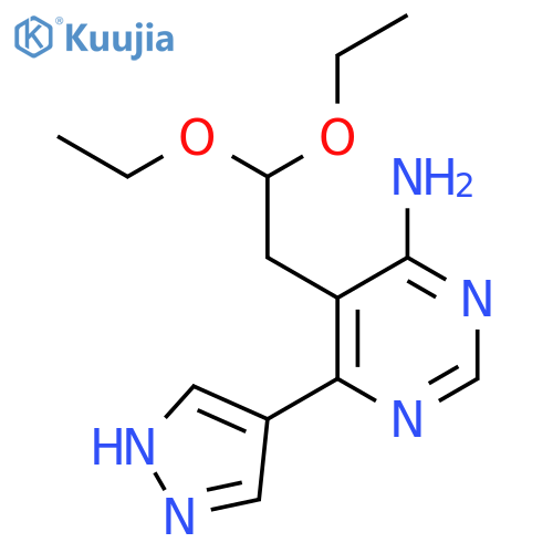 5-(2,2-Diethoxyethyl)-6-(1H-pyrazol-4-yl)-4-pyrimidinamine structure