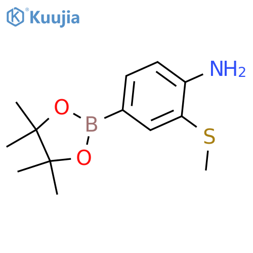 2-(Methylsulfanyl)-4-(tetramethyl-1,3,2-dioxaborolan-2-yl)aniline structure