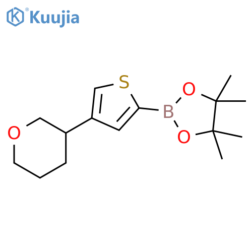 4,4,5,5-tetramethyl-2-(4-(tetrahydro-2H-pyran-3-yl)thiophen-2-yl)-1,3,2-dioxaborolane structure