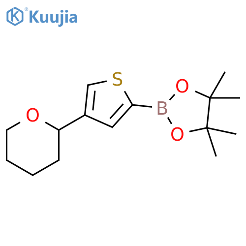 4,4,5,5-tetramethyl-2-(4-(tetrahydro-2H-pyran-2-yl)thiophen-2-yl)-1,3,2-dioxaborolane structure