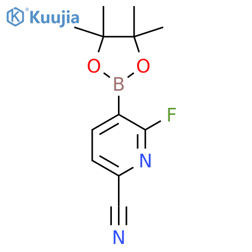 6-fluoro-5-(4,4,5,5-tetramethyl-1,3,2-dioxaborolan-2-yl)pyridine-2-carbonitrile structure