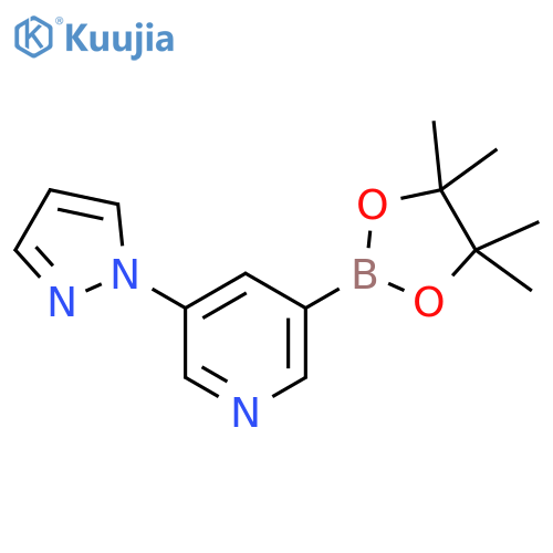 3-(1H-pyrazol-1-yl)-5-(tetramethyl-1,3,2-dioxaborolan-2-yl)pyridine structure