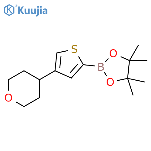 4,4,5,5-tetramethyl-2-(4-(tetrahydro-2H-pyran-4-yl)thiophen-2-yl)-1,3,2-dioxaborolane structure