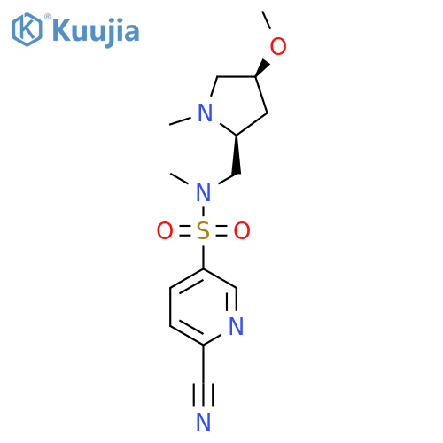 6-cyano-N-{[(2S,4S)-4-methoxy-1-methylpyrrolidin-2-yl]methyl}-N-methylpyridine-3-sulfonamide structure