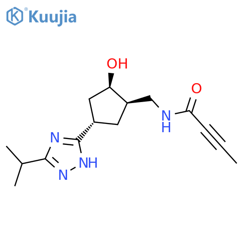 N-{[(1R,2R,4S)-2-hydroxy-4-[5-(propan-2-yl)-4H-1,2,4-triazol-3-yl]cyclopentyl]methyl}but-2-ynamide structure