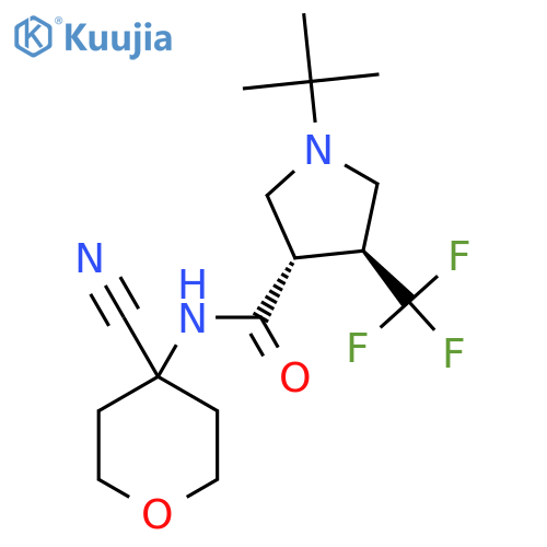 (3S,4S)-1-Tert-butyl-N-(4-cyanooxan-4-yl)-4-(trifluoromethyl)pyrrolidine-3-carboxamide structure