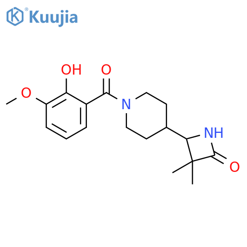 4-[1-(2-Hydroxy-3-methoxybenzoyl)-4-piperidinyl]-3,3-dimethyl-2-azetidinone structure