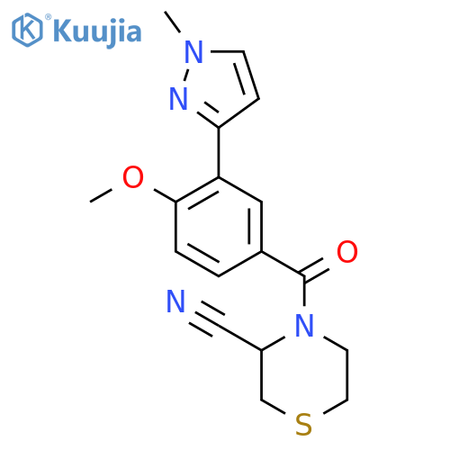 4-[4-Methoxy-3-(1-methylpyrazol-3-yl)benzoyl]thiomorpholine-3-carbonitrile structure