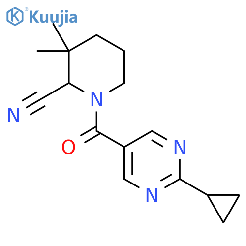 1-(2-Cyclopropylpyrimidine-5-carbonyl)-3,3-dimethylpiperidine-2-carbonitrile structure