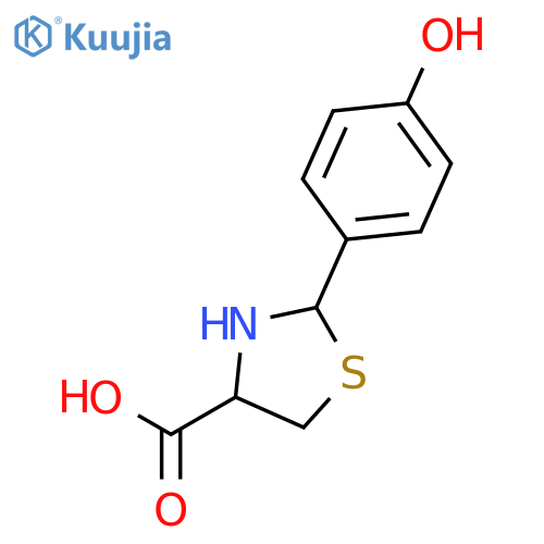 4-Thiazolidinecarboxylic acid, 2-(4-hydroxyphenyl)-, (4R)- structure